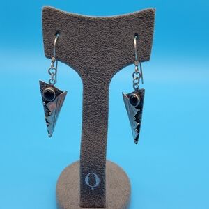 Vintage Sterling silver Dangle Black Onyx Earrings